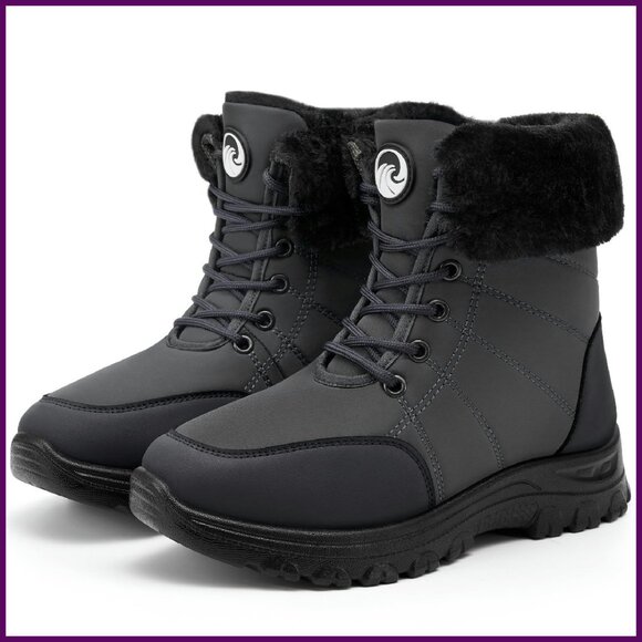 Women's Winter Snow Boots Waterproof Fur Lined Anti Slip Mid Calf